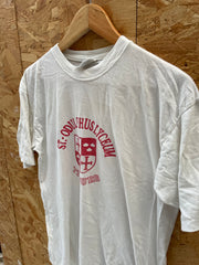 Vintage 90s St. Odulphus Lyceum Tilburg T-Shirt White Red Size M