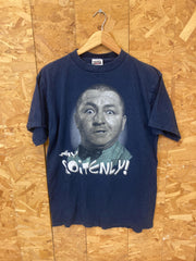 Vintage 90s Navy blue single stitch Three stooges Curley Joe why soitenly t-shirt size large by Tult