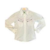 Vintage 90s hand embroidered white western cowboy shirt size small by Granny