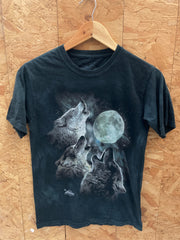 Vintage charcoal tie-dye wolf moonlight t-shirt youth size large by The Mountain