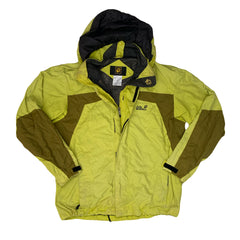 Vintage Y2K lime olive green technical rain jacket size large by Jack Wolfskin