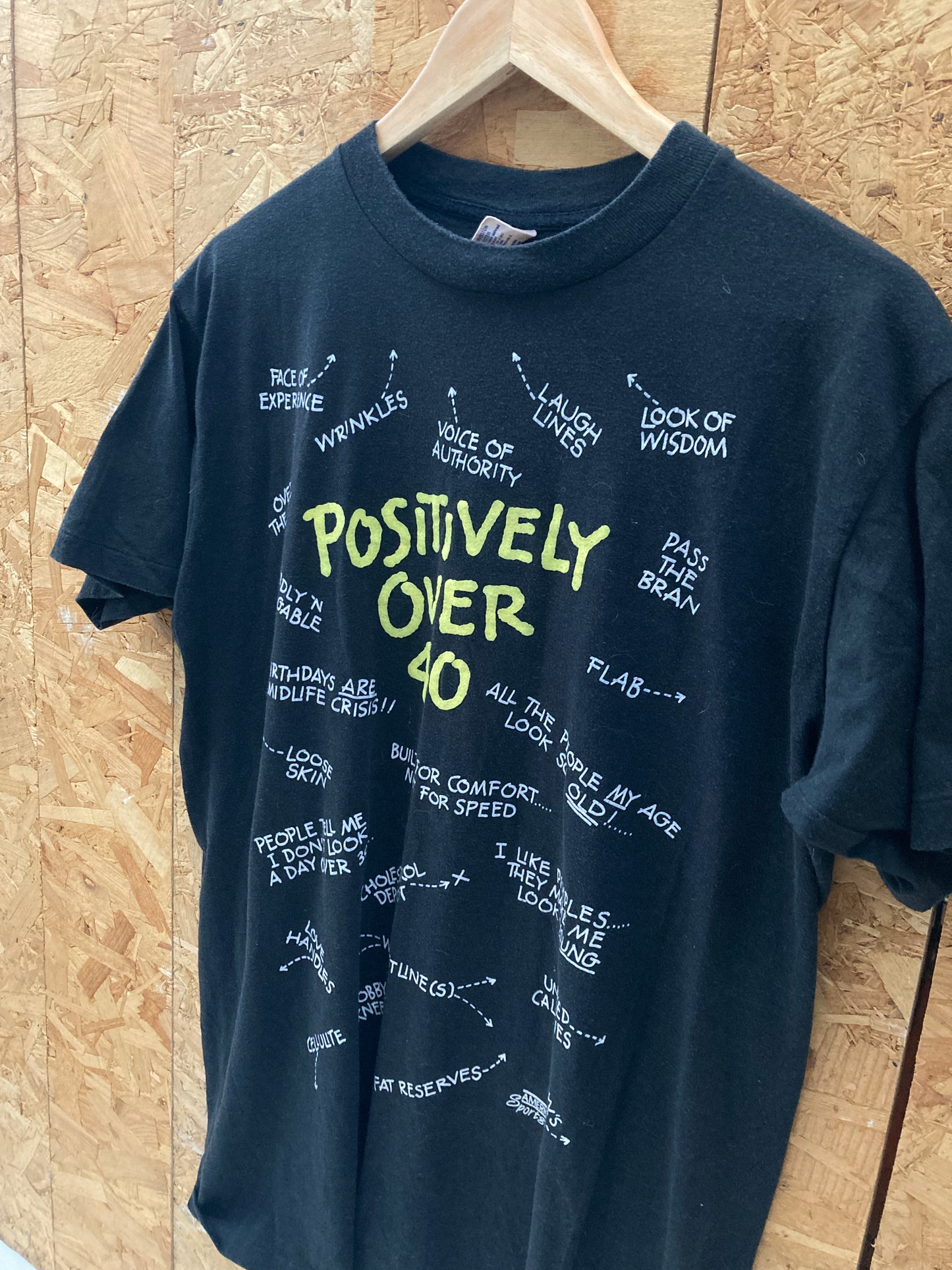 Vintage 90s positively over 40 all over print single stitch t-shirt size XL