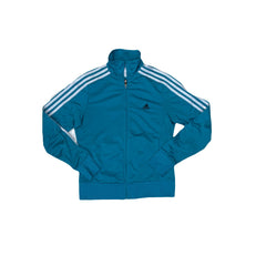 Adidas Track Jacket Teal Blue White Stripes Full Zip Women's Size S