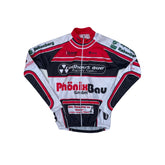 Radhaus Aue Racing Team Cycling Jersey Long Sleeve Red White Black Size M
