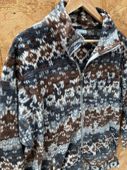 Vintage 90s brown beige aztec Navajo pattern crazy print zip fleece size medium by Sergio Tacchini