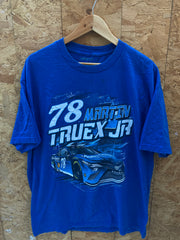 Vintage Y2K NASCAR Martin Truex JR race double side print blue t-shirt size XL