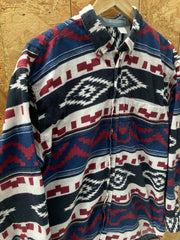 Vintage Y2K Aztec pattern blue red chamois felt cotton western shirt size medium