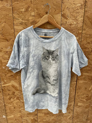 Vintage The Mountain T-Shirt Men's L Gray/Blue Tie-Dye Cat Graphic Tee