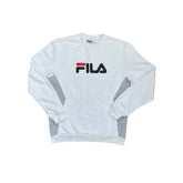 Vintage Y2K FILA Sweatshirt Crewneck White Grey Logo Pocket Size M