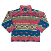 Vintage 90s pink green aztec pattern crazy fleece quarter zip size XXL by Ansons