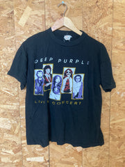 Vintage 90s Deep Purple band t shirt heavy metal rock black tshirt size medium