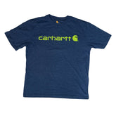 Vintage Carhartt navy blue lime green spell out t-shirt size medium