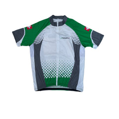 Twerenbold Cycling Jersey XL Green White Grey Short Sleeve Full Zip Bike Shirt