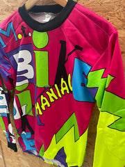 Vintage 90s Bike Maniac Graphic Long Sleeve T-Shirt Size M Pink