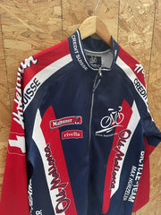 Vintage Huerzeler Cycling Jersey Jacket Max Hurzeler Credit Suisse Red Blue XL