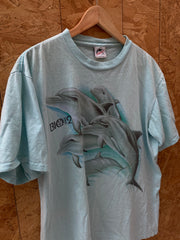 Vintage 90s light blue dolphins Harlequin NG single stitch t-shirt size XL