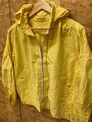 Vintage 80s bright yellow nautical style linen cotton canvas light summer day jacket size medium