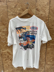 Vintage Thrashed NHRA Drag Racing Member 1992 T-Shirt XXL White Delta USA