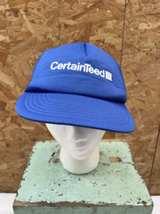 Vintage 80s CertainTeed Trucker Hat Blue Mesh Snapback Baseball Cap Adult Size