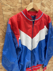 Vintage Red Blue White Cycle Jacket Athletic Bomber Retro L