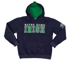 Vintage 90s Notre Dame Irish embroidered navy green hoodie size medium