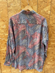 Vintage 90s pastel rose purple abstract crazy pattern ugly print long sleeve shirt size large by Cas