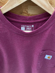 Vintage 90s Carhartt heather burgundy pocket logo t-shirt size small boxy fit