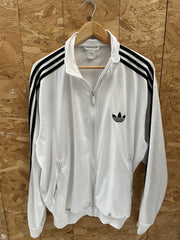 Adidas Track Jacket White Black Trefoil Logo Full Zip Retro Mens XL