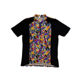Vintage Abstract Print Cycling Jersey Short Sleeve Zip Neck Men's M