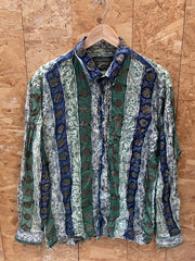 Vintage 90s green blue abstract pattern ugly shirt size medium by Challenger