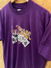 Vintage 90s purple Las Vegas card pack souvenir single stitch t-shirt size XL