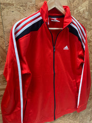 Vintage Adidas red black track zip top size youth XL