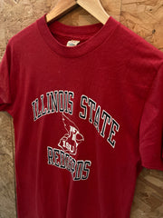 Vintage 80s Illinois State Redbirds single stitch red t-shirt size large