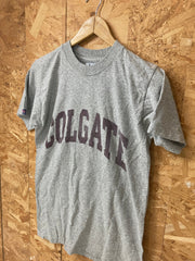 Vintage 80s USA souvenir Colgate college varsity high school print grey T-shirt size small