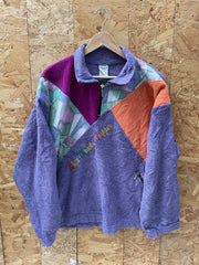 Vintage 90s purple salmon block panel qtr zip crazy fleece size M by Campagnolo