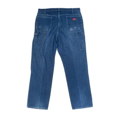 Vintage 90s Dickies mid blue denim distressed worn carpenter work pants W38 L33