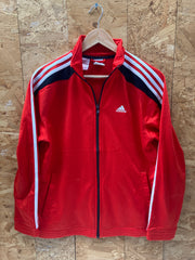 Vintage Adidas red black track zip top size youth XL