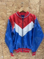 Vintage Red Blue White Cycle Jacket Athletic Bomber Retro L