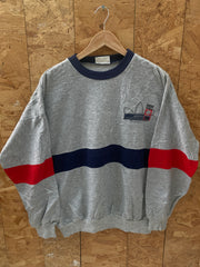 Vintage 80s grey navy blue red Adidas jogger gym sweatshirt size medium