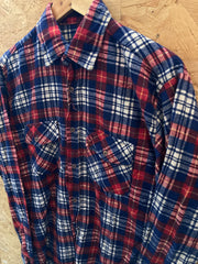 Vintage 90s blue red check long sleeve brushed cotton shirt size M by Shipton