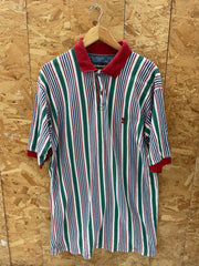Vintage 90s Timberland Weathergear Striped Polo Shirt Mens XL Red Green Blue