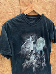 Vintage charcoal tie-dye wolf moonlight t-shirt youth size large by The Mountain