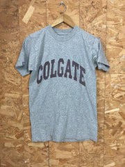 Vintage 80s USA souvenir Colgate college varsity high school print grey T-shirt size small