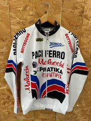 Vintage Aleggi Paci Ferro Cycling Jersey Jacket White Red Blue Black Size 3