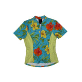 Vintage Sheila Moon San Francisco Women's Floral Cycling Jersey Top Size M Blue