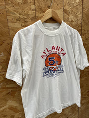 Vintage Atlanta Industries 5th Invitational Basketball T-Shirt White Size L