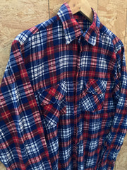 Vintage 90s blue red check long sleeve brushed cotton shirt size M by Shipton