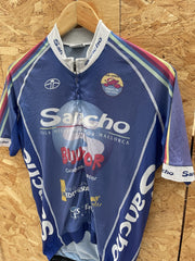Vintage Sancho Cycling Jersey Blue Short Sleeve M Majorca Bike Race Shirt