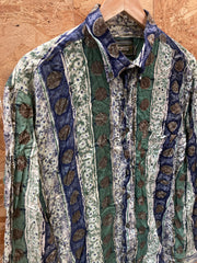 Vintage 90s green blue abstract pattern ugly shirt size medium by Challenger