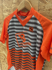 Giordana Cycling Jersey Men's S Orange Grey Striped Short Sleeve "VELOBUDE"